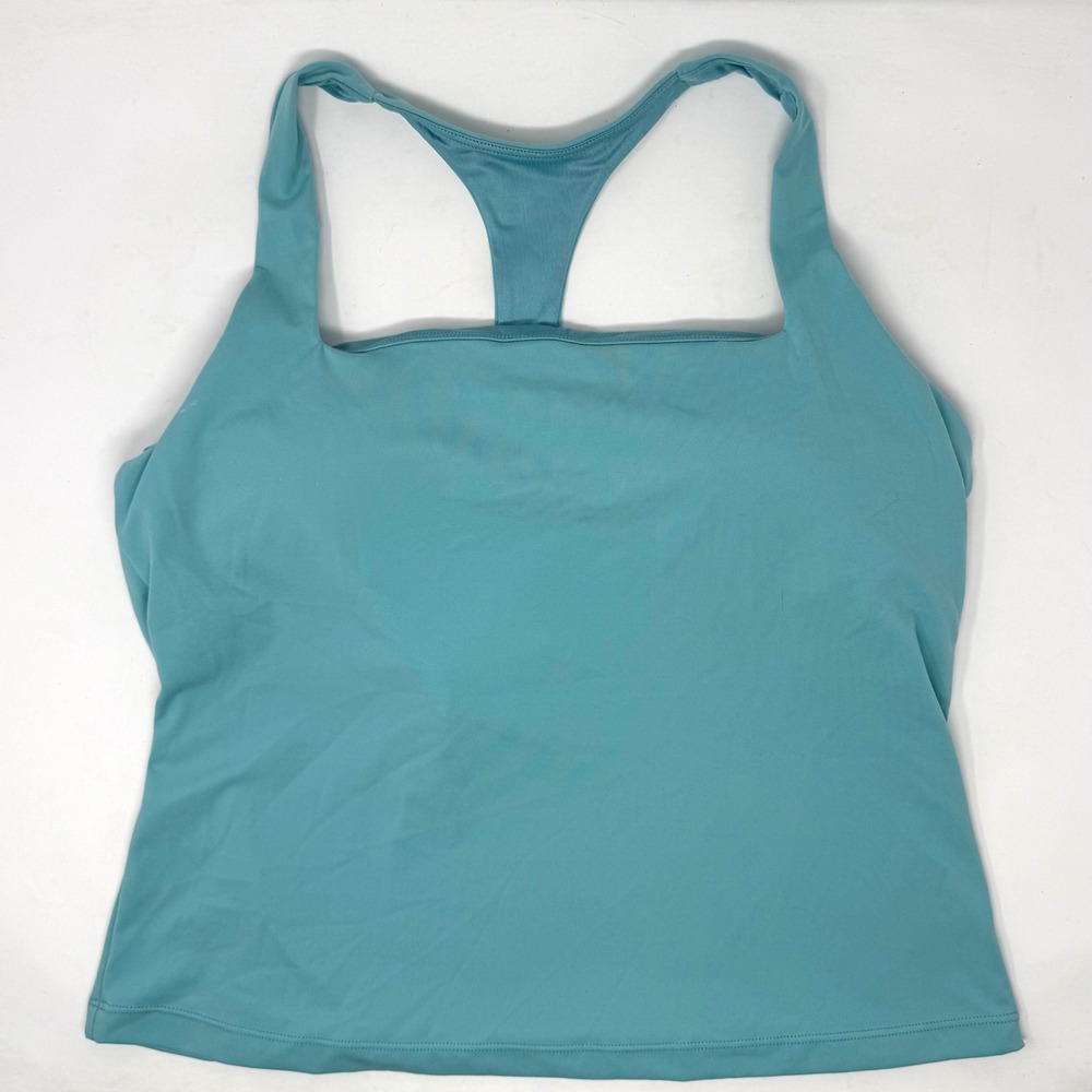 POPFLEX Audrey Tank Oasis Blue XL New With Tags Racerback Shelf Bra Activewear